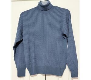 NWT Barrie Pace LTD 100% Merino Wool Turtleneck Sweater, Blue, Size M